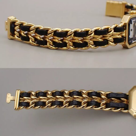 CHANEL Logo Premiere Watch H0001 # L Quartz Gold Plated Leather GHW - Picture 7 of 13